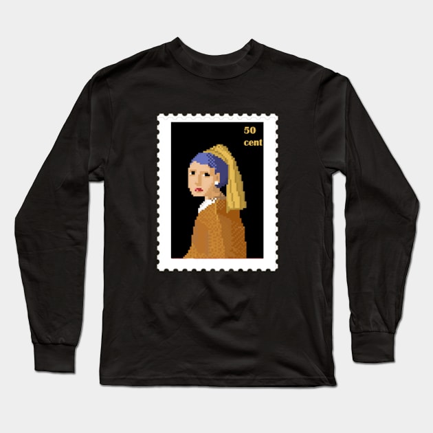 girl with the pearl earing Long Sleeve T-Shirt by aphro